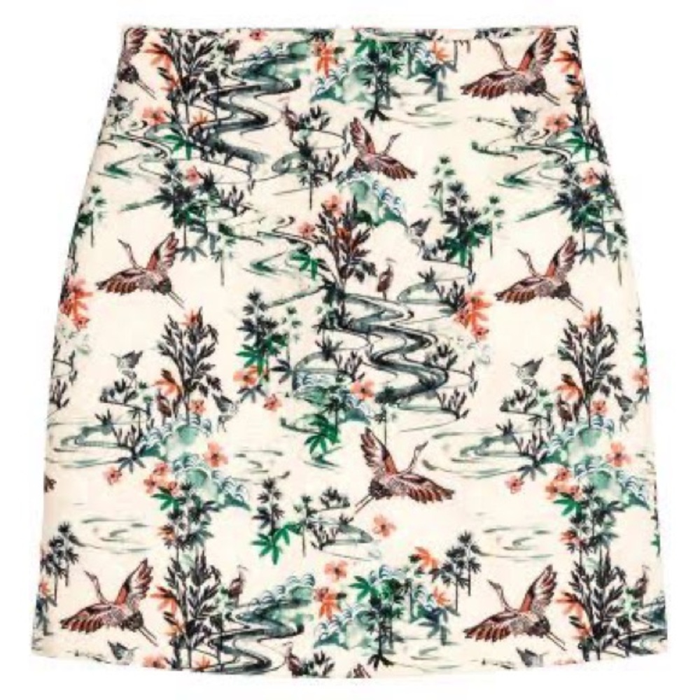 H&M | Jacquard weave bird print mini skirt in cream - Picture 1 of 10